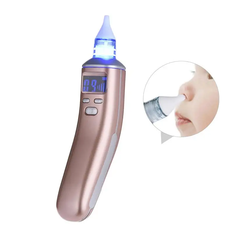 Электрический носовой аспиратор для малышей, регулируемый ручной очиститель носа, перезаряжаемый, для новорожденных, для носа, устройство для всасывания носа - Цвет: Rose Gold