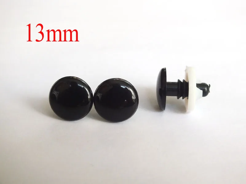 

200pcs Flat BLACK Safety Eyes black flat toy eyes with washer for diy animal--13mm