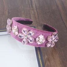 Розовый роскошный бархат барокко мода большой цветок темперамент ювелирные изделия оголовье аксессуары для волос с аксессуарами для женщин