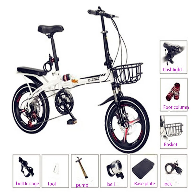 Excellent 2019 newest!!! 16 inch High carbon steel folding frame bike Ultra-light, mini, variable speed, shock absorption bicycle 1