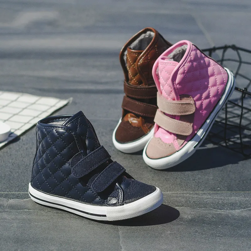 High Top Childrens Cotton Shoes Winter Warm Kids Shoes Girls Shoes Hook