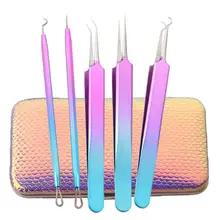 5 шт., набор инструментов для удаления черных точек, инструменты для ухода за кожей лица, инструмент для удаления акне, игла, пинцет для удаления прыщей, набор для удаления пятен