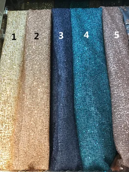 

Cyndi-1011106 beaded glued glitter sequins lace fabric Hot selling African French net tulle Lace Fabric for party