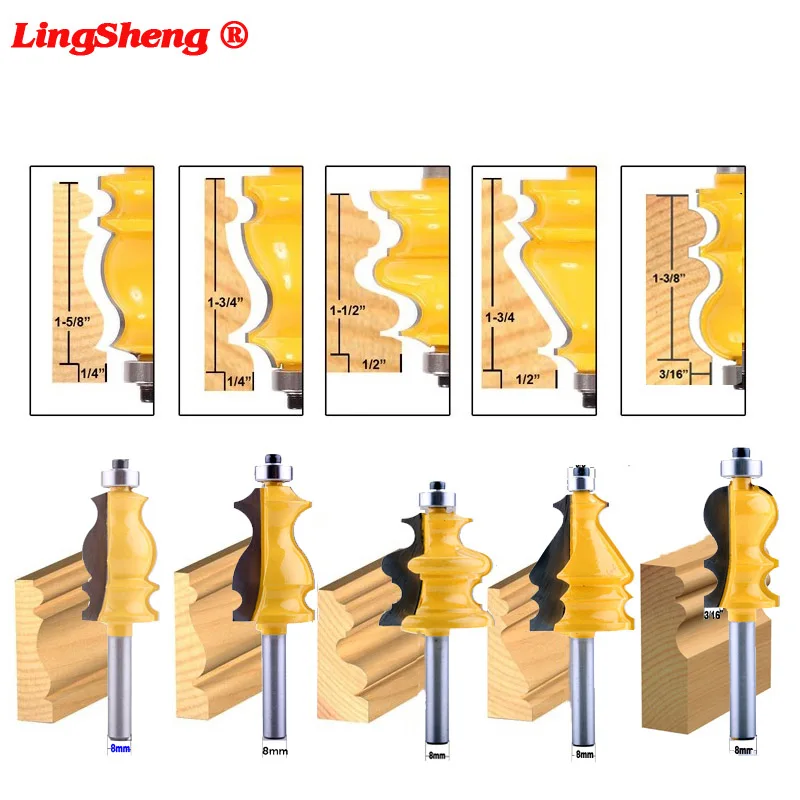 5 шт. 8 мм хвостовик корпус и база формовочный фрезерный Бит Набор CNC линейный нож деревообрабатывающий режущий шип фрезы по дереву инструменты