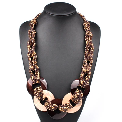 Claire jin большая оболочка ожерелье маленькие бусы Этническая бижутерия ручной работы богемное ожерелье s модный аксессуар женский длинный свитер цепь - Окраска металла: Coffee