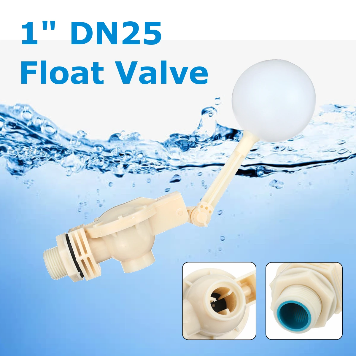 thumbnail image 2 of 2X Mini DN15 1/2 Inch Spool Box Float Valve Connection Filling Valve Float Valve White 2 X 1 2 Inch Float Valve Switch White 2 of 14