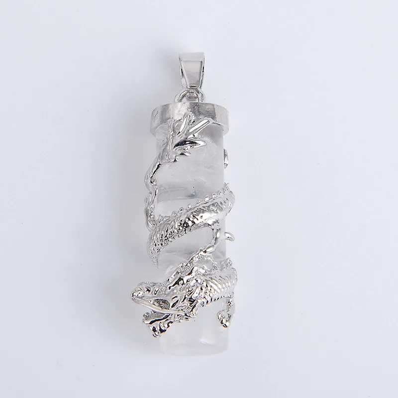 Ожерелья в виде дракона подвески из натурального камня тигровый глаз белый кристалл подарок для влюбленных ювелирные изделия колонна бусины Подвески маятниковая подвеска
