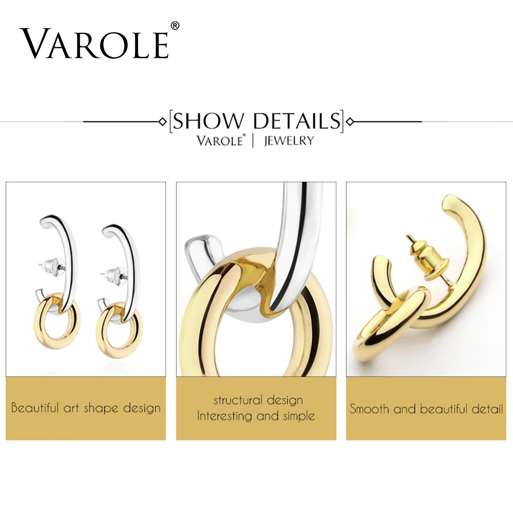 Najtaniej VAROLE proste geometryczne koło stadniny kolczyki moda biżuteria złoty kolor przeciw alergii kolczyki dla kobiet ucha biżuteria Brincos