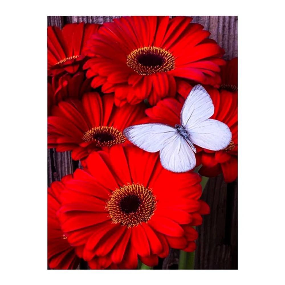 

Red Flower Butterfly Diamond Painting floral Round Full Drill 5D Nouveaute DIY Mosaic Embroidery Cross Stitch home decor gifts