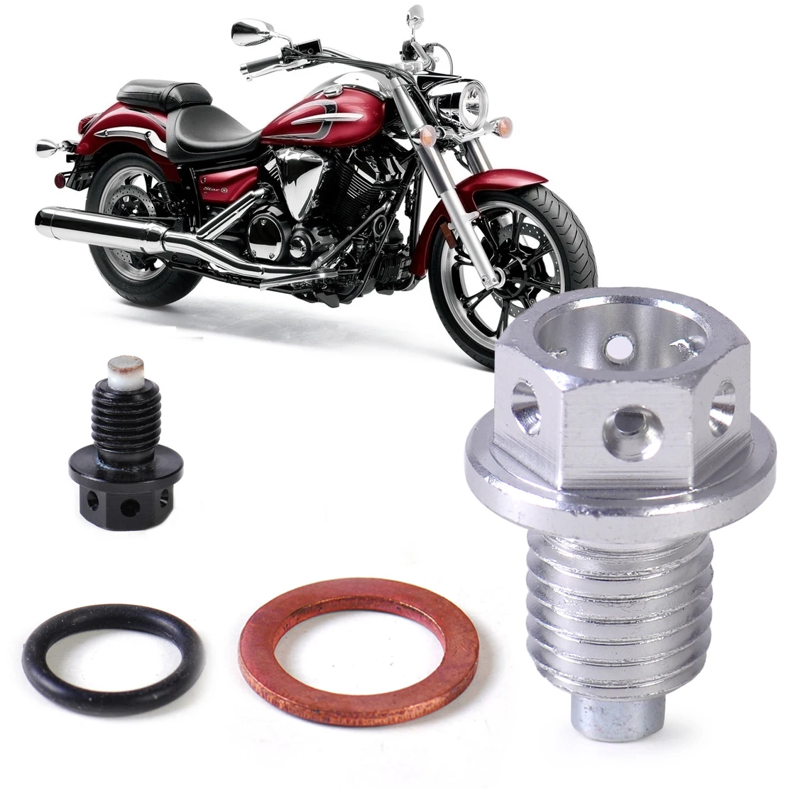 

DWCX M12 Magnetic Engine Oil Pan Drain Filter Adsorb Plug Bolt Nut Screw Washer for Honda CB1000R CBR250R CB300F Yamaha Scooter