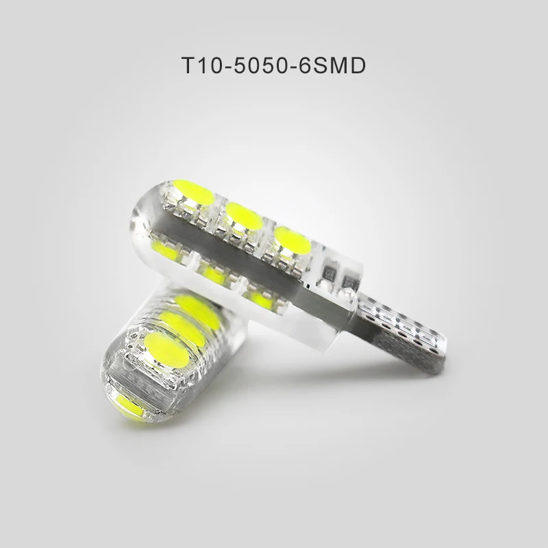2 шт. T10 Автомобильные светодиодные лампы W5W 194 12V 5050 6 SMD белые автомобильные