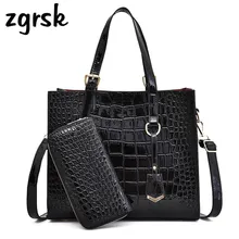 Alligator Women Bags Crocodile Pattern Handbag Capacity Casual Crocodile Shoulder Messenger Bags Ladies PU Leather Purse yk leik 2017 alligator 6 pcs set sale women bag pattern composite shoulder bags handbag purse wallet pu leather handbags