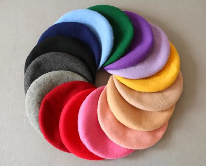 kids beret winter cute black red wool beret hat cap berets girls hat painter hat 2to8 years old  (3)