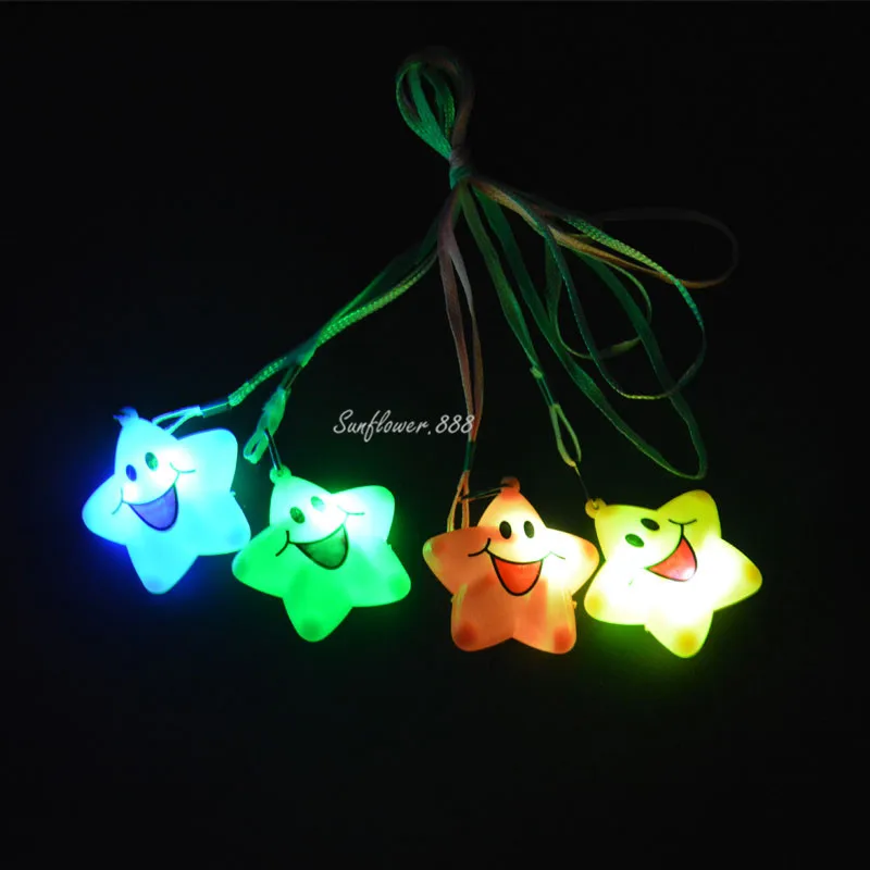 Flashing Five Pointed Star Necklace Pendants LED Light Up Jewelry Gift