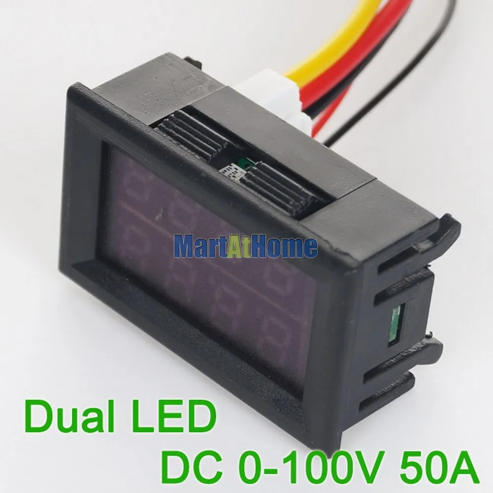 Argedo DC 0-100V 50A с двумя светодиодными цифровыми Вольтметр Амперметр усилитель напряжения метр Синий и красный# BV246@ CF