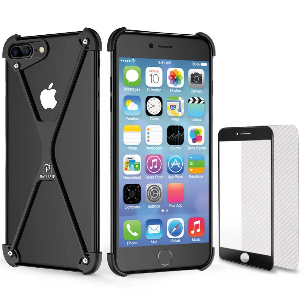 

PADCOVER X Shape Case for iPhone 7 Personality Shell for iPhone 7 Plus Metal Border Bumper Phone Case for iPhone 8 8 plus cover