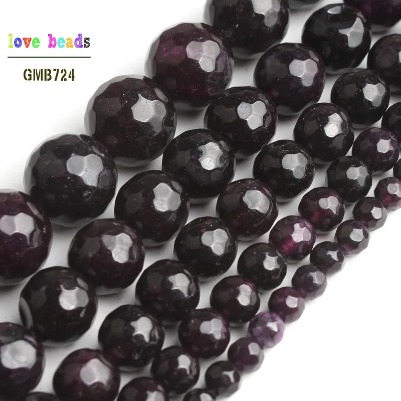 

Faceted Dark Purple Crystal Amethysts Round Loose Beads for Jewelry Making DIY Bracelet 15''4/6/8/10/12mm