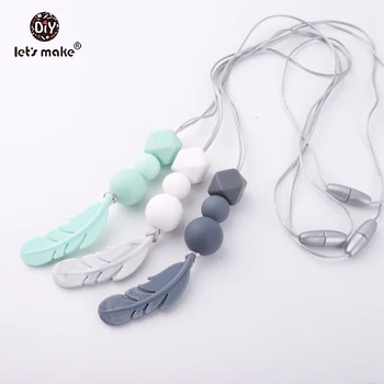

Let's make 1pc Silicone Nursing Necklace Food Grade Mom Jewelry For Baby Teething Chewable Silicone Beads Feather Baby Teether