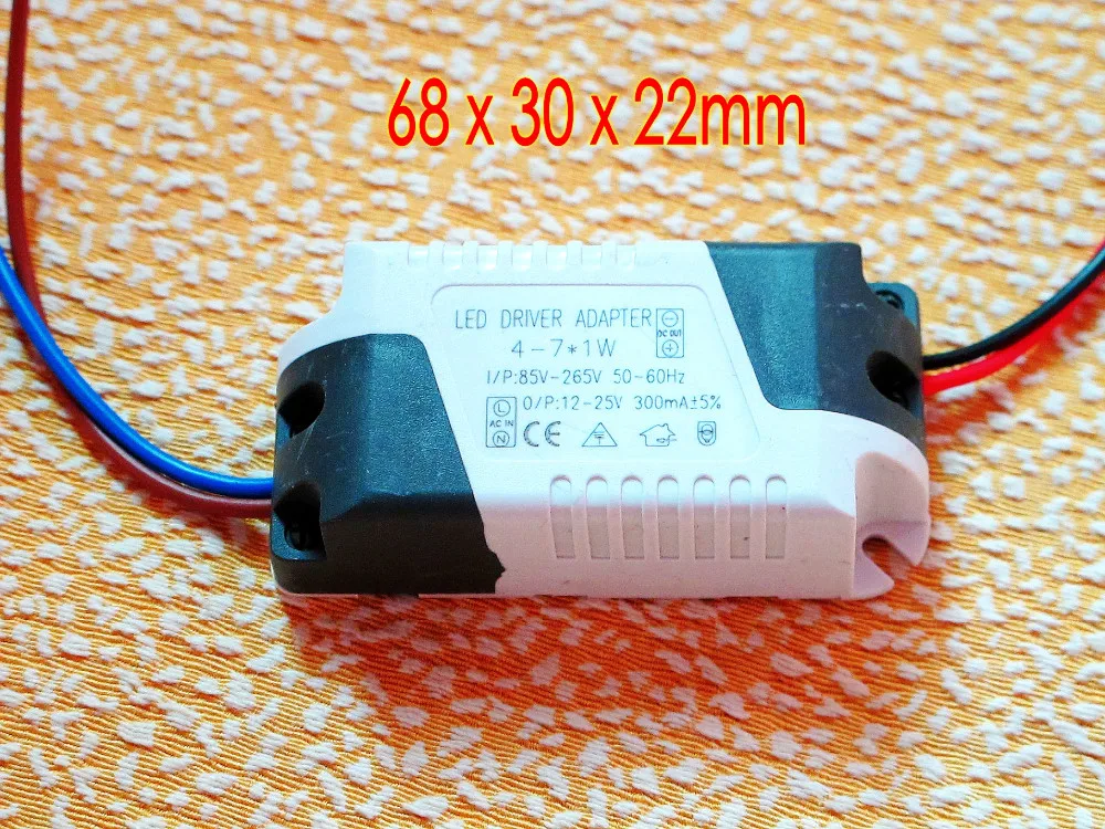 AC-DC 4-7 x 1W LED Driver Power Supply 12V MR16 Pin Constant Current 300mA 