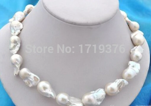 

Free shipping >>@ > 17inch baroque white reborn keshi pearl necklace