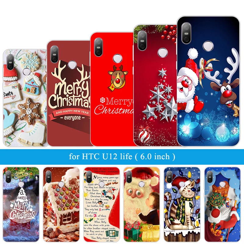 Роскошный ТПУ чехол для HTC U12 жизнь Рождество Ночь задняя крышка прозрачный