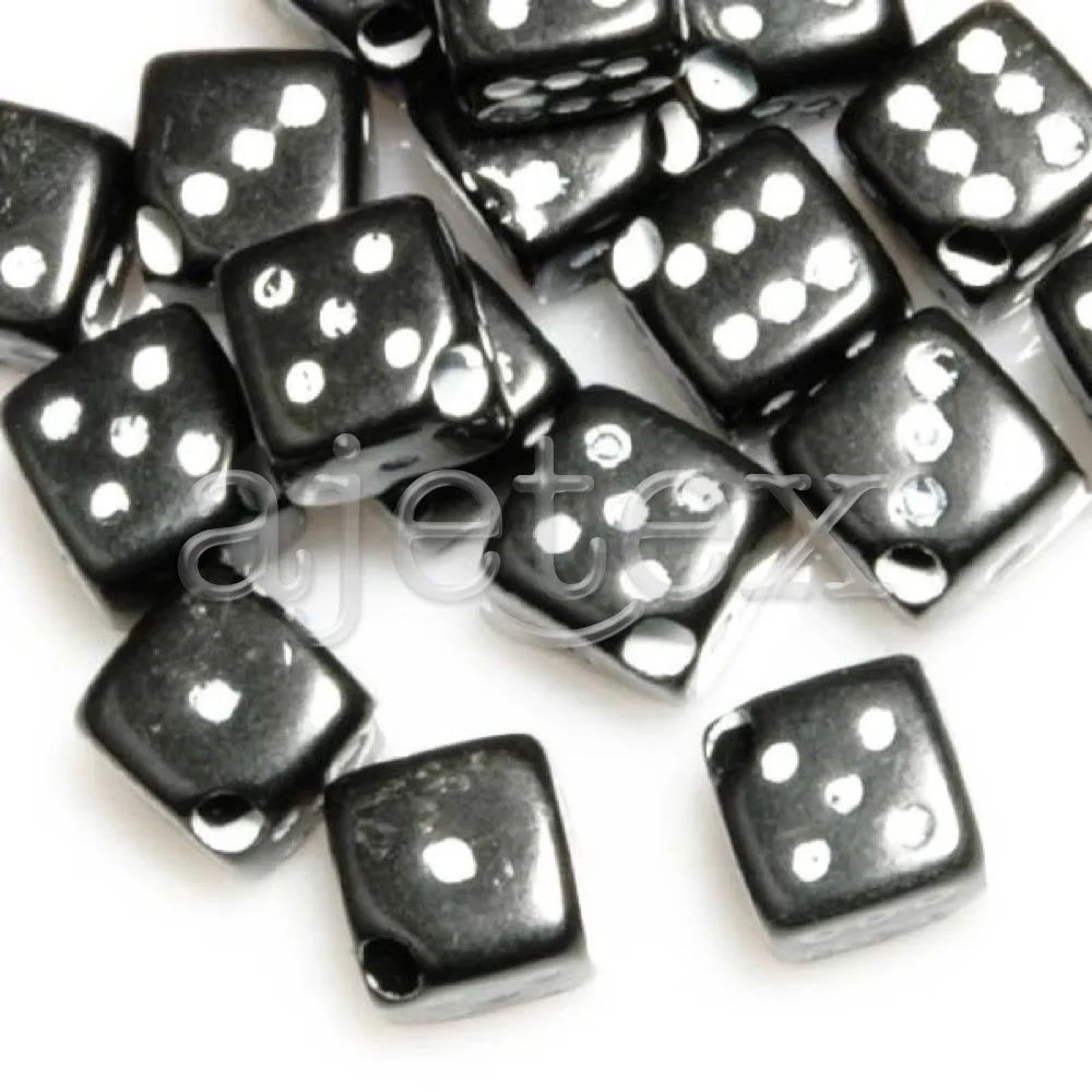 45Pcs 6x6x6mm Acrylic Black Dice Cube Garment Beads Jewelry Findings