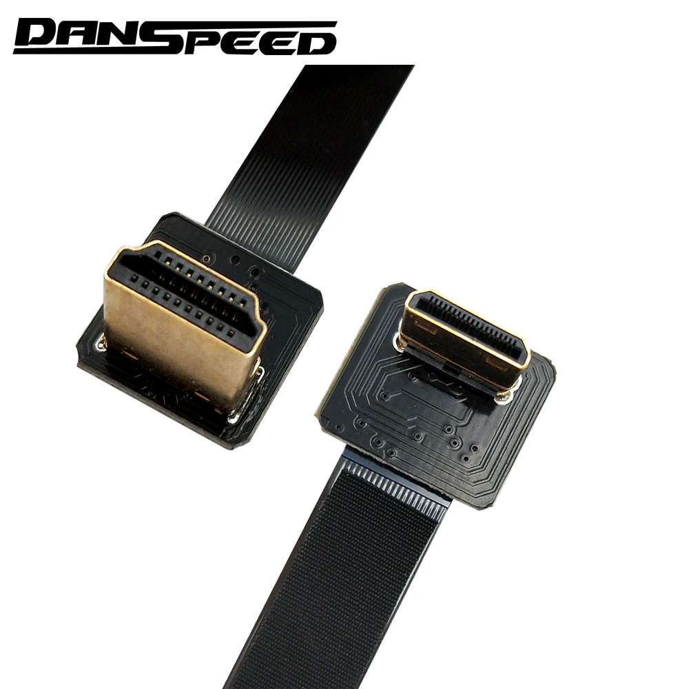 DANSPEED 20 سنتيمتر M/M HDMI نوع a إلى ميني Hdmi الذكور إلى الذكور يصل بزاوية HDTV FPV شقة كابل للهاتف كاميرا التلفزيون ربط