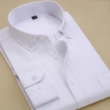 Мужская белая приталенная рубашка с длинными рукавами, Высококачественная оксфордская повседневная мужская рубашка на пуговицах, рубашка для деловых людей, Chemise