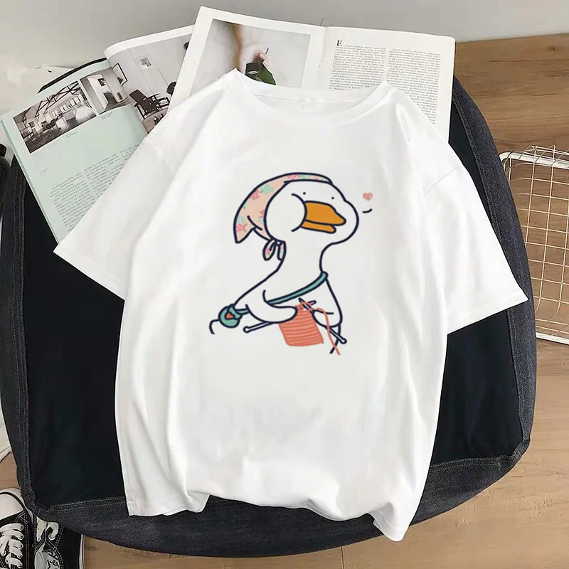 Корейский стиль Kawaii 2019 Летняя мода Cute футболка с уткой Harajuku винтажные