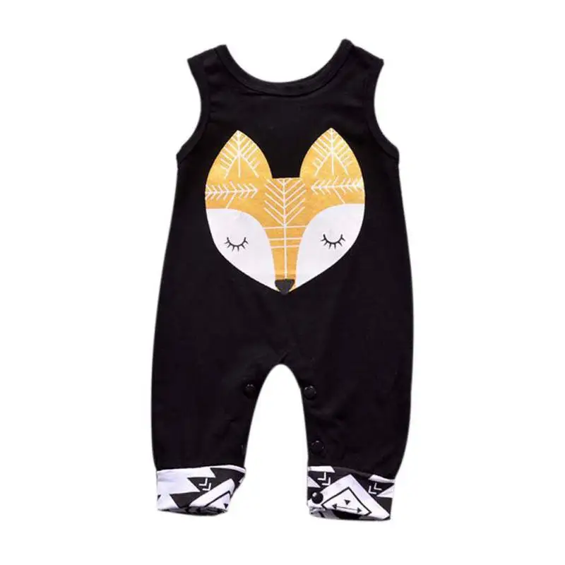 

2017 Cute Autumn Fashion Baby Girls Boys Kids Cotton Romper Sleeveless Cartoon Pattern Clothes