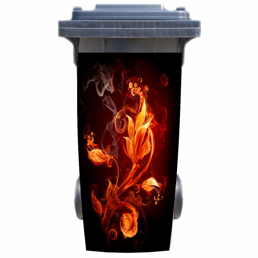 DIY освещение Огненный Цветок съемный клей Водонепроницаемый Стикеры наклейки мусорное ведро корзина для мусора крышка Стикеры 120 литров 240 литров