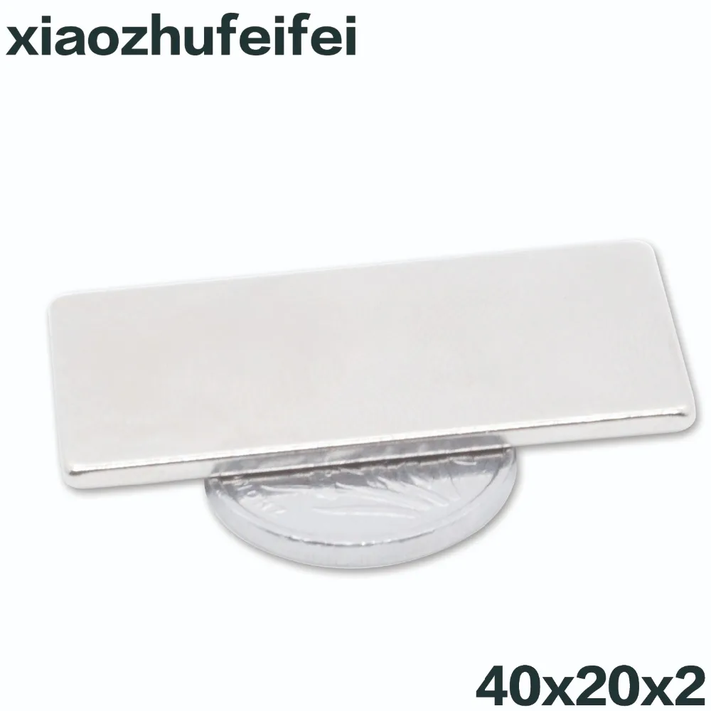 

200pcs 40mm x 20mm x 2mm Strong Powerful Block Square Magnet Craft Model Rare Earth 40*20*2 Neodymium Permanent Magnet 40x20x2