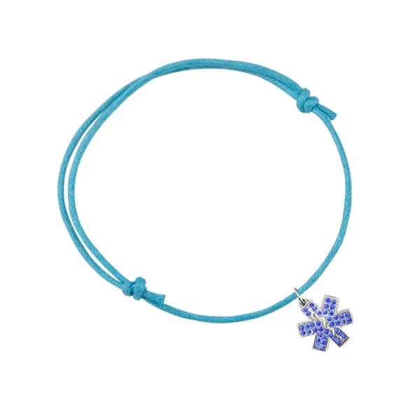 

Lemegeton Trendy Rhodium Blue Crystal EMT Nurse Medical Alert Medical Pendant Wax String Bracelet