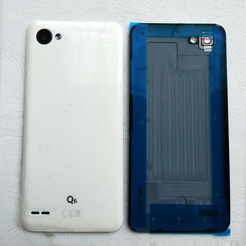 

For LG Q6 Plastic Rear Housing Battery Cover Case Back With Camera Lens + Flash Light