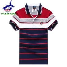 Бренд TACE& SHARK, высокое качество,, Мужская модная повседневная полосатая рубашка поло, Homme, вышивка, Camisa polo, Мужская рубашка поло размера плюс 3XL