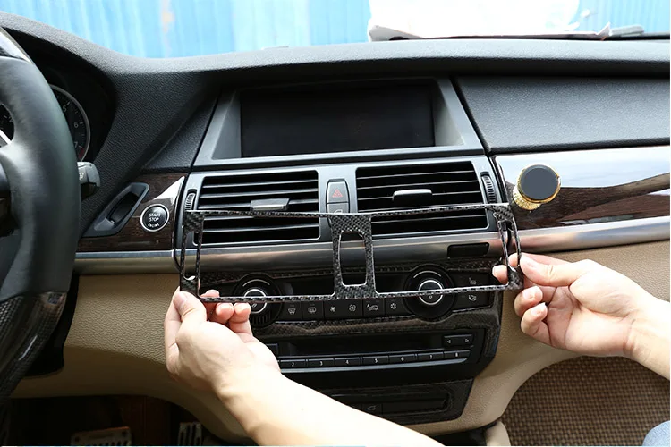 Наклейки из углеродного волокна автомобиля центральная консоль для салона кондиционер вентиляционное отверстие рамка отделка для BMW X5 E70 X6