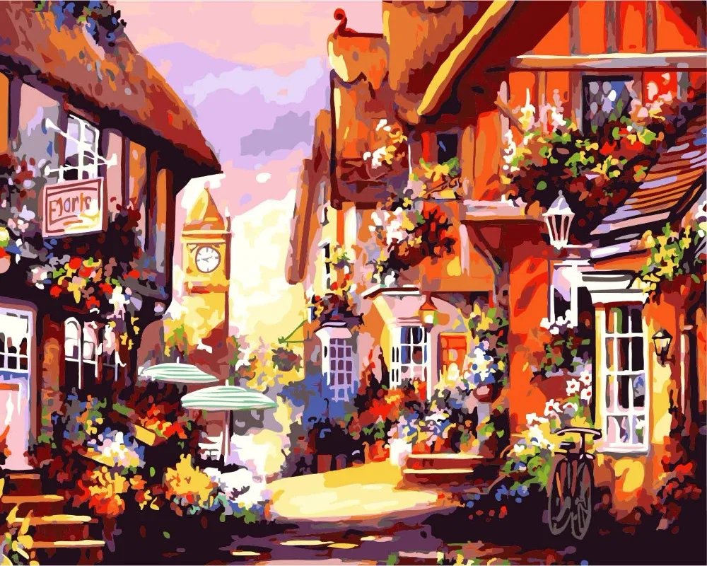 European Village Landscape DIY Painting By Numbers Kits Coloring Paint