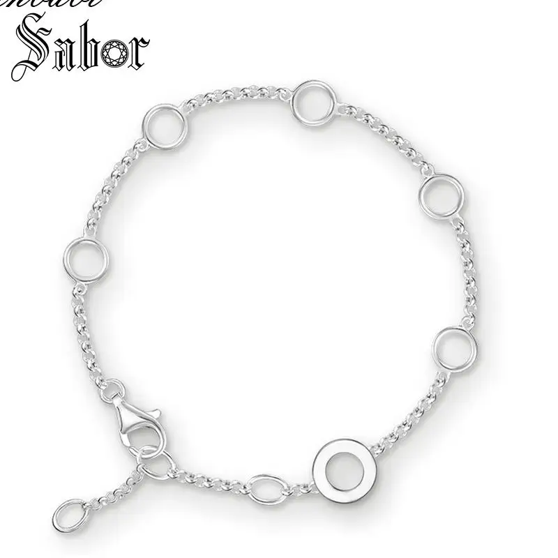 

accessories Bracelets Round Eyelet Link Chain 925 Sterling Silver Fashion Jewelry For Women Link Charm Gift Bracelet female