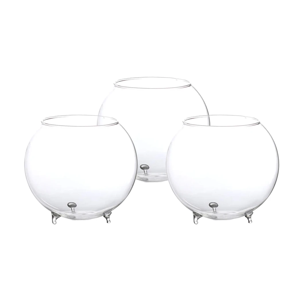 3Pcs Dia 10cm Clear Ball Glass Vase Bottle Terrarium Containers DIY Table Flowers Vase Transparent Wedding Garden Decor