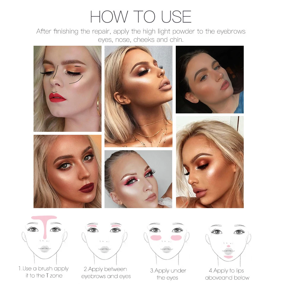 HANDAIYAN 6 цветов highlighter пудра сердце Палетка для контуринга водонепроницаемый мерцающий корпус лицо светящийся Iluminator бронзатор для лица макияж набор