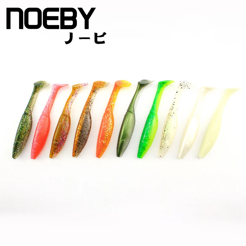 NOEBY, 4 шт./лот, Мягкая приманка, 100 мм/9 г, ручная работа, мягкая рыболовная приманка, жирная, ручная, силиконовая, с Т-образным хвостом, плавательная приманка, рыболовная снасть