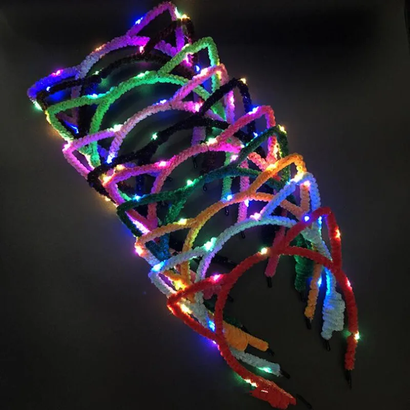Glowing Cat Animal Ears Headband Flashing Headwear Hair Accessory