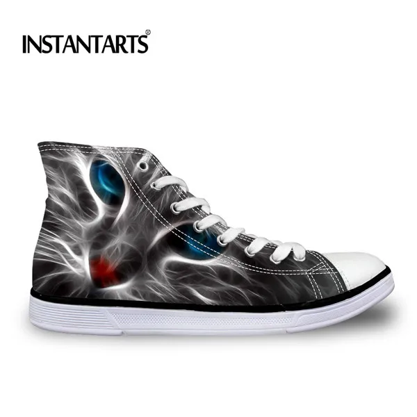 CA4713AK INSTANTARTS 3D животное, черная кошка печать парусиновая обувь модные женские туфли для девочек-подростков с высоким берцем Вулканизированная обувь на плоской подошве; Zapatos; Демисезонный - Цвет: CA4713AK