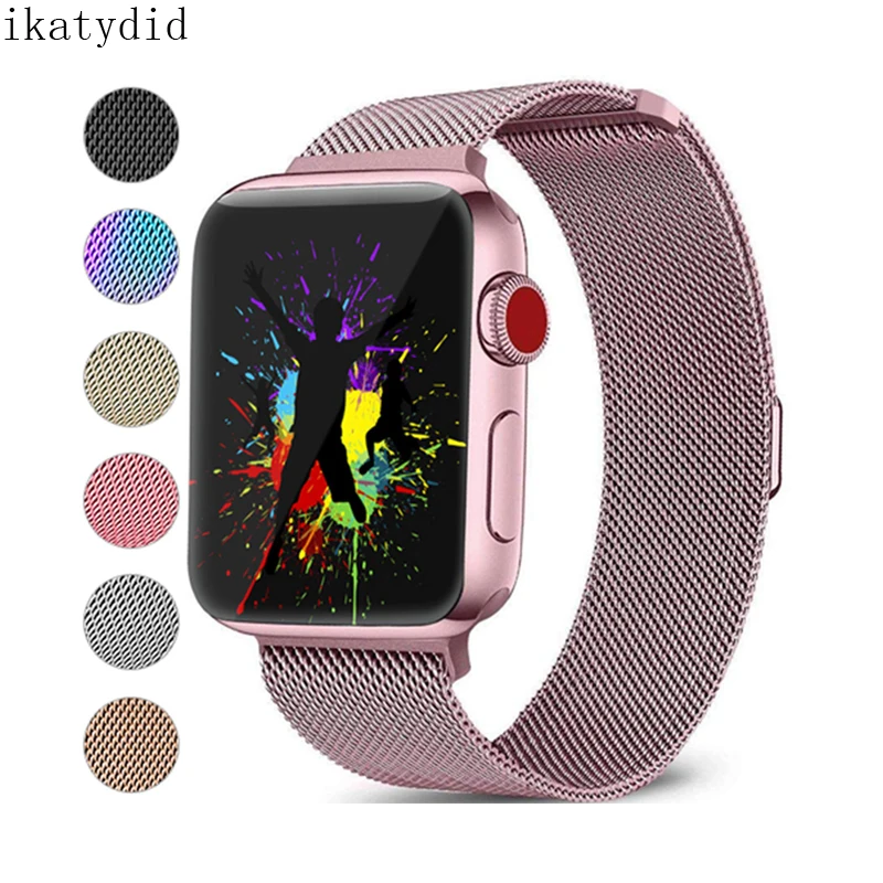 

milanese loop band for apple watch 4/3/2/1 44mm 42mm 40mm 38mm strap stainless steel bracelet watchband for iwatch magnetic belt