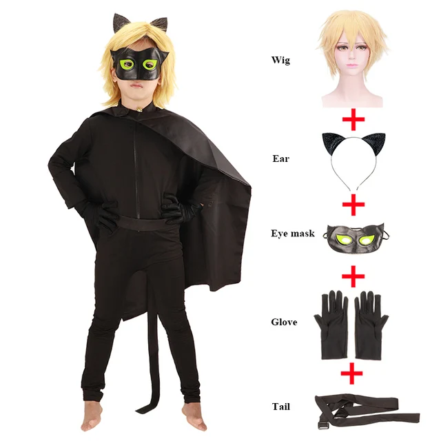 Cat Noir Ladybug Cosplay Costumes Kids Cosplay Party Dress Up Clothes