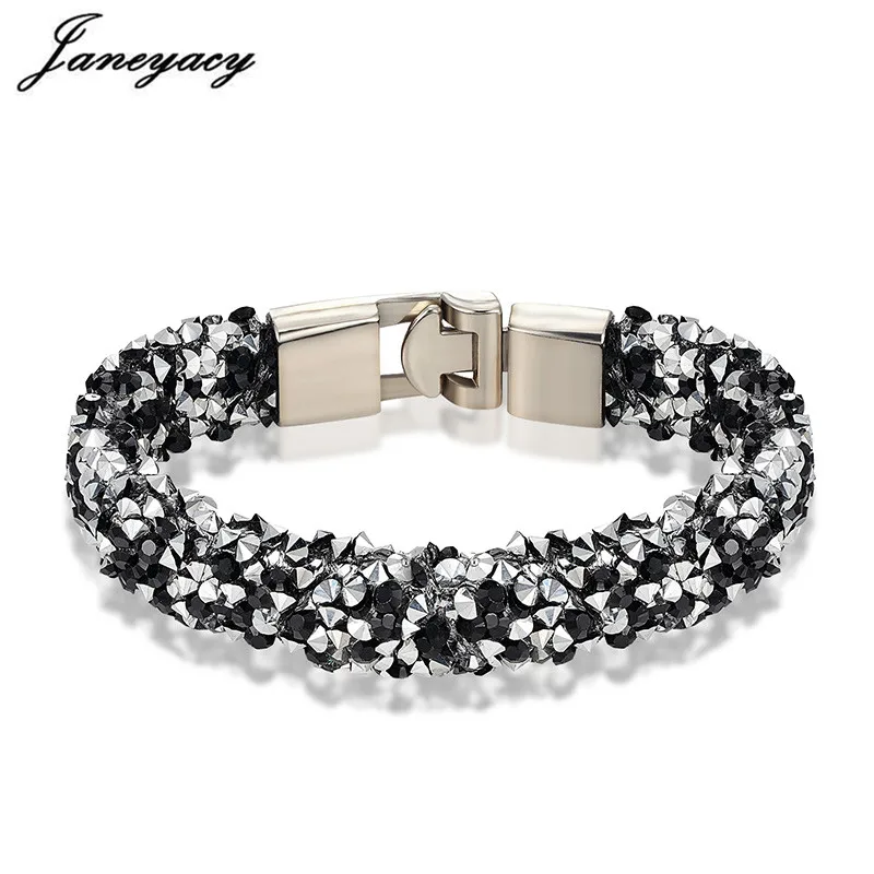 Janeyacy Brand 2018 New 10 Color Bracelet & Ladies Bracelet Fashion Rhinestones Bracelet Lady Charm Personality Pulsera mujer