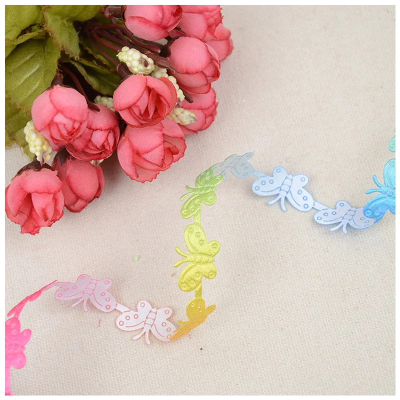20Yards 15mm Butterfly Embossing Lace Trim Ribbon Handmade Ribbons for Crafts Gift Wrapping DIY Trimming Sewings Accessories