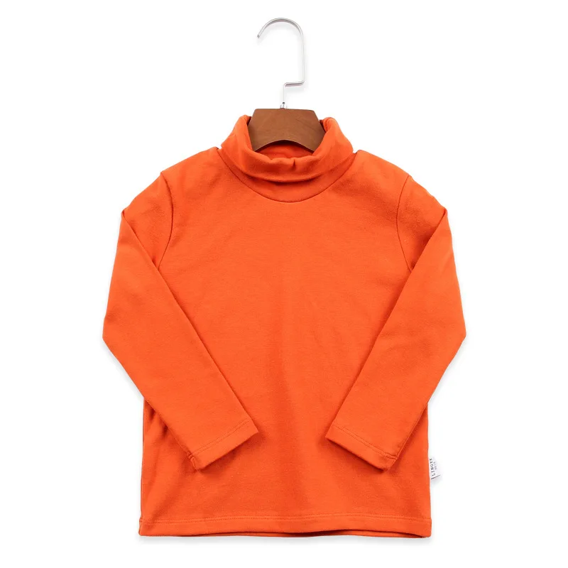 High collar orange Доступны 24 цвета новые весенние легко застёгивающийся хлопок шерсть с длинным рукавом джемпер дети мальчики девочки футболка детские топы класс A - Цвет: High collar orange