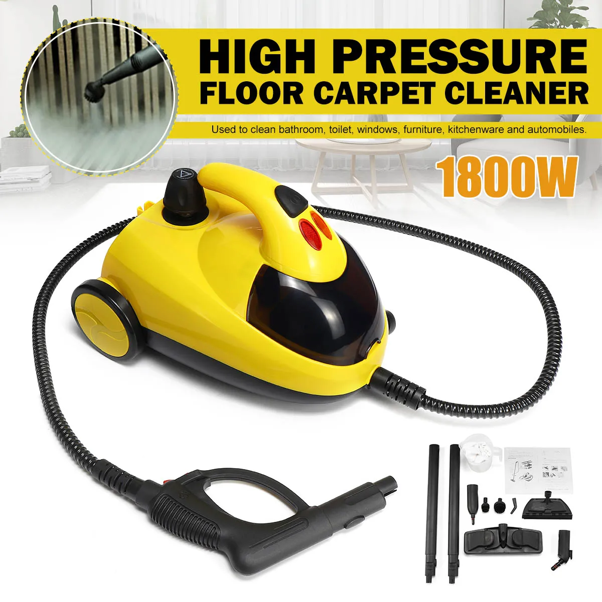 13in1 1800 W Hochdruck Dampf Mop Boden Teppich Reiniger