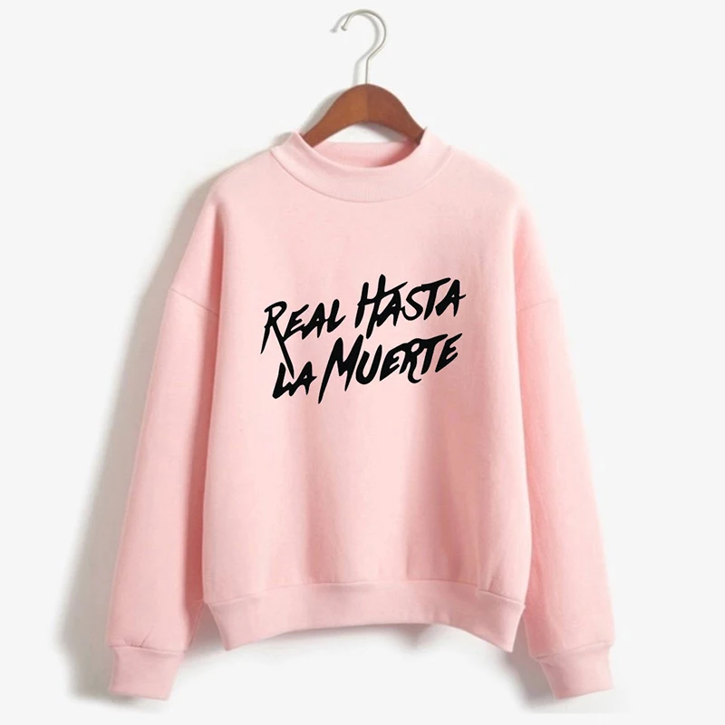 

Real Hasta La Muerte Fashion High Collar Sweatshirt Cool Logo 2019 New Casual Capless Sweatshirts Long Sleeve Harajuku Pullover